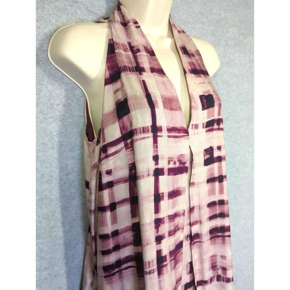 SARA CAMPBELL Maxi Dress 6 Sleeveless Lined Geometric Purple Chic Boho Polished